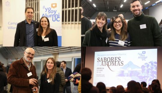 Collage de fotos de egresados UC en Campus Villarrica