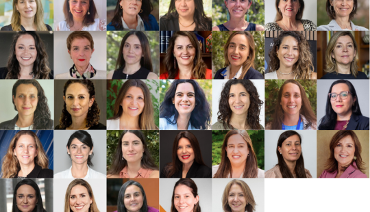 Collage de fotos faciales de 33 mujeres