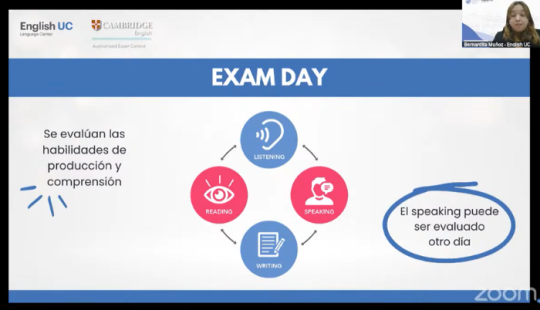 Imagen de una presentación ppt con información sobre exámenes de inglés