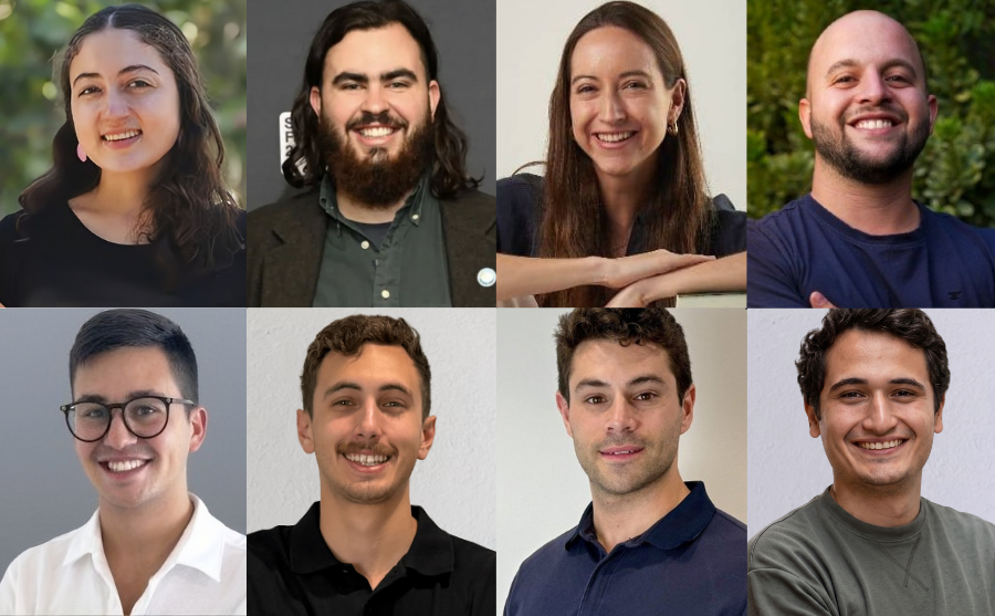 Collage de fotos faciales de 8 personas